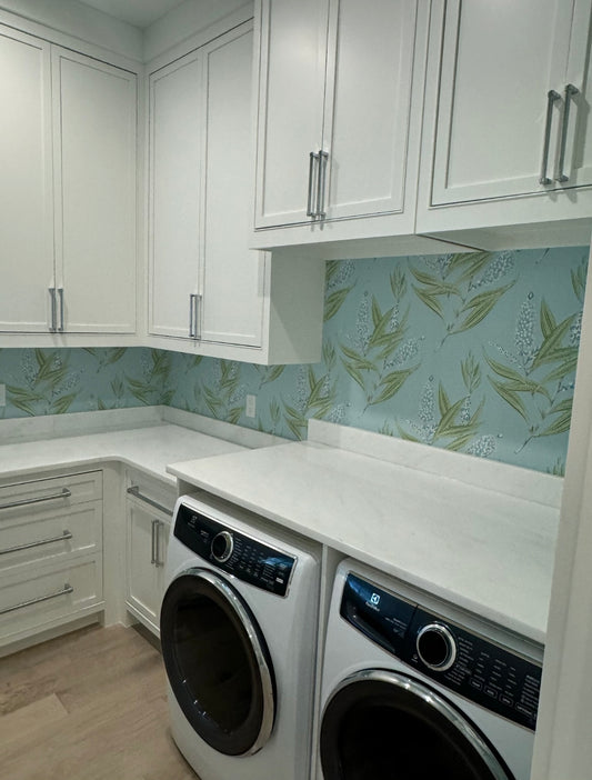 Floral Wallpaper in a Laundry Room