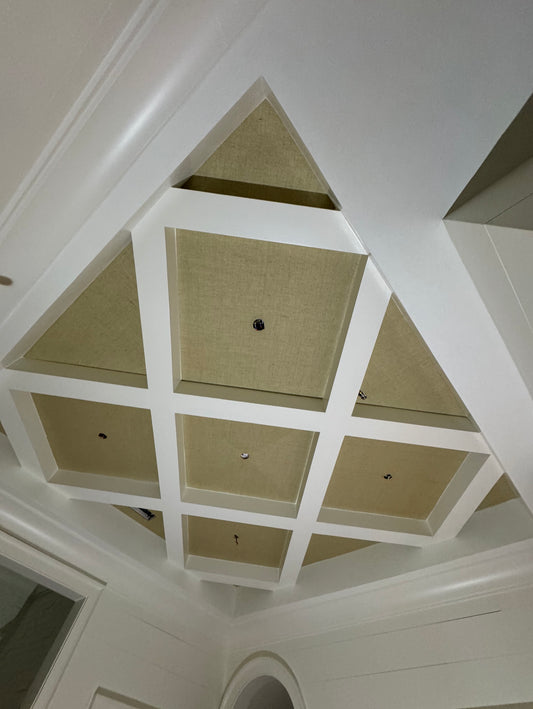 Wallpaper Installation in a Coffered Ceiling